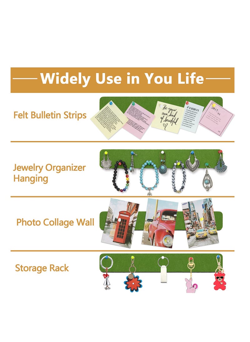 Zikra 5 Pack Felt Pin Board Bar Strips Bulletin Board for Bedrooms Offices Home Wall Decoration, Notice Board Self Adhesive Cork Board with 50 Push Pins for Paste Notes, Photos, Schedules - Image 2