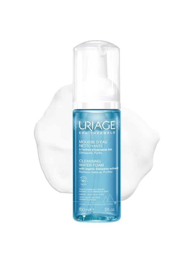 URIAGE Cleansing Make-up Removing Foam | Cleanser & Make-up Remover with Organic Edelweiss, Removes Make-up, Leaves Skin Soft, Soap-free, 150 mL/ 5.07 oz - Image 1