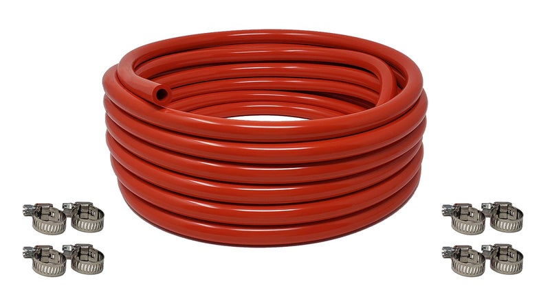 Sealproof Red 5/16-Inch ID, 9/16-Inch OD Food Grade Tubing, 25 FT, CO2 Gas Line with 8 Hose Clamps, for Homebrewing, Kegerator, Draft Systems, Beer Air Hose, 1/4" Wall Thickness - Made in USA - Image 4