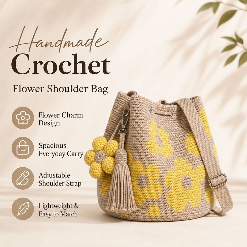 Handcrafted Crochet Flower Bag - Image 1