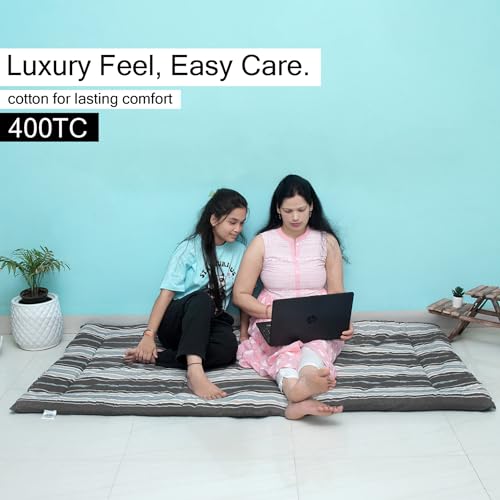 NEXTGO Cotton Filled Mattress Multi Purpose Foldable Mattress with Carry Bag|Portable & Lightweight Gadda|Suitable for Outdoor Travel Camping,Yoga (Brown White Lining,Double: 48x78 Inch Or 4x6.5 Feet) - Image 2