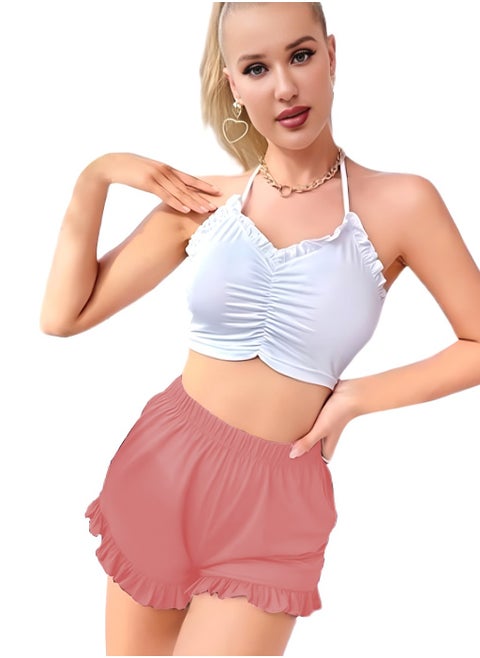 Women's Pajama Short  with Ruffles and Adjustable Straps