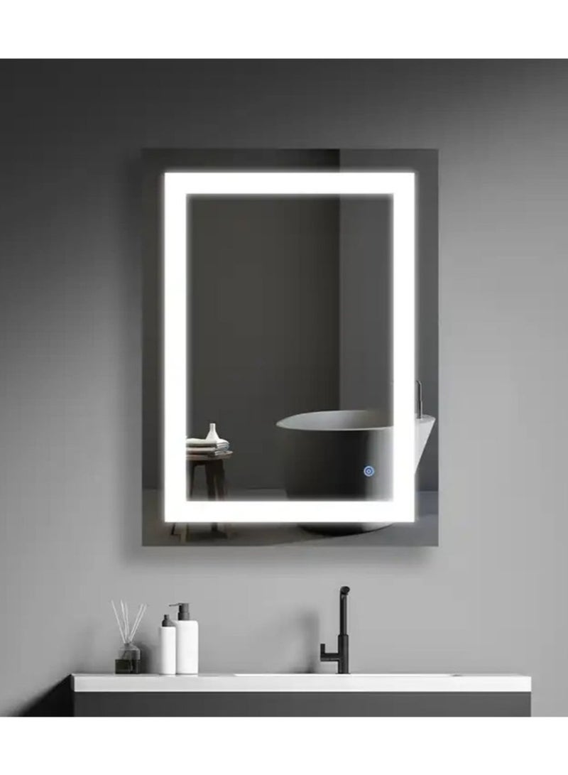 NAFEH LED Bathroom Mirror with Lights 60 * 80 CM Backlit Vanity Mirror, Dimmable & Anti-Fog, Wall-Mounted Lighted Mirror with Adjustable Brightness & Color Temperature - Image 2