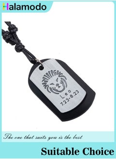 Waxed Rope Woven Zodiac Pendant Necklace in Vintage Brushed Metal Leather