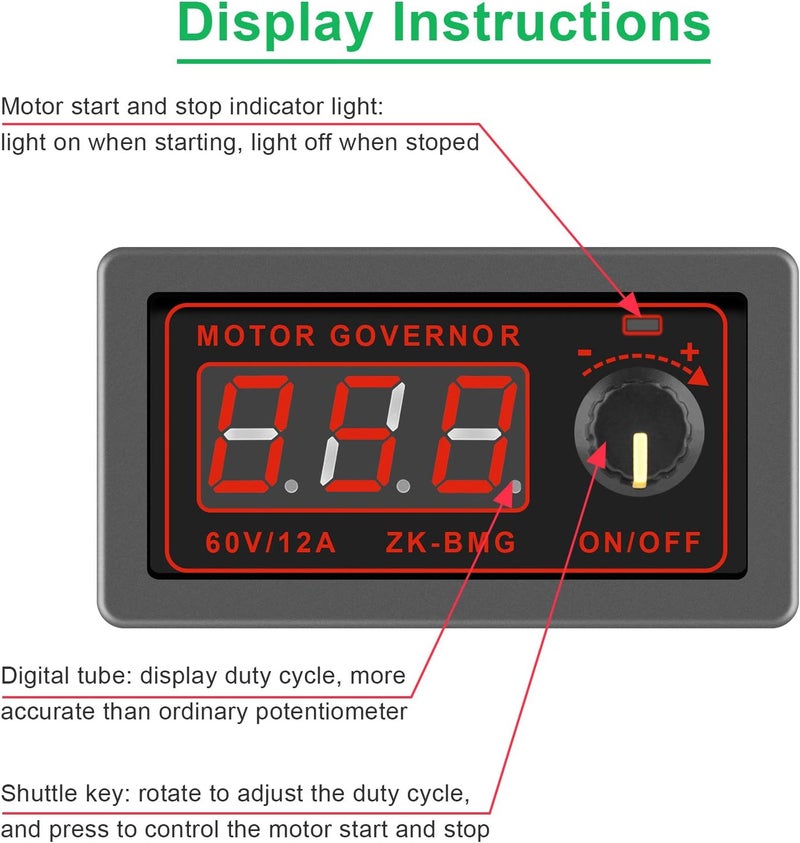 MakerHawk PWM DC Motor Speed Controller DC 12V 24V 60V 500W Electric Motor Speed Control Regulator Power Speed Controller with Signal Generator Driver Module - Image 3