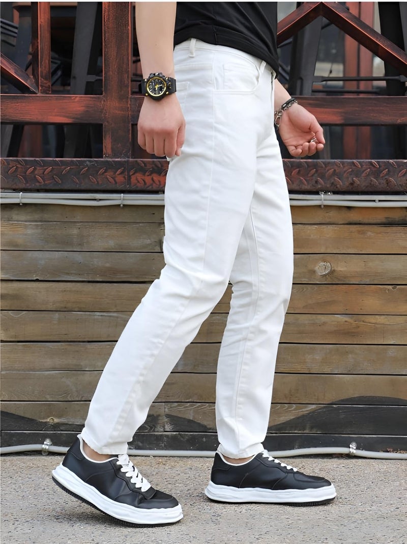 Ben Martin Men's Regular Fit Stretchable 38 Size White Cotton Denim High Rise Jeans Pant for Men, JJ3-18 - Image 3