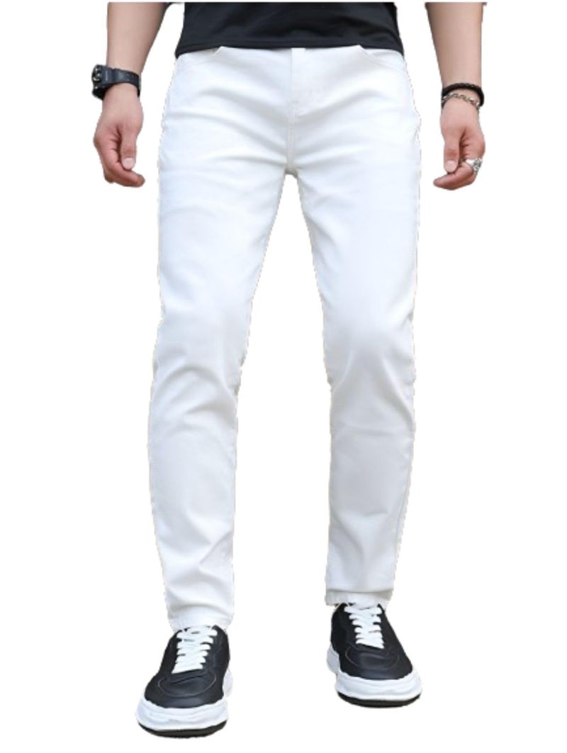 Ben Martin Men's Regular Fit Stretchable 38 Size White Cotton Denim High Rise Jeans Pant for Men, JJ3-18 - Image 4