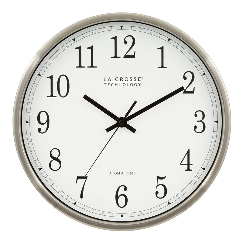 La Crosse Technology 12 Inch Atomic Analog Wall Clock, Aluminum (WT-3126B) - Image 1