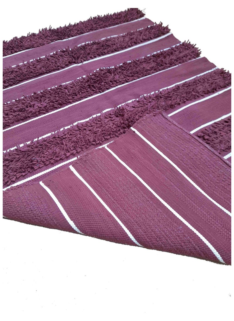 Bazaar Misr Kilim rag rug cotton shaggy Dark burgundy  - Image 2