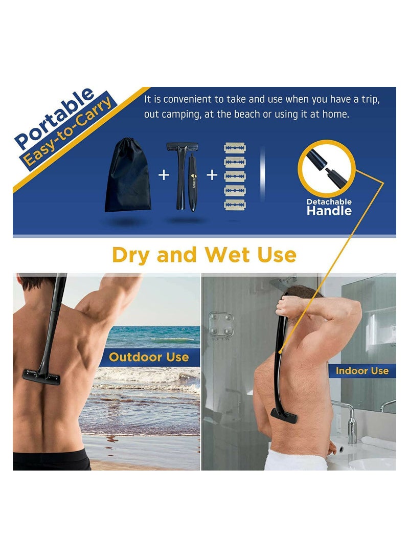 SOLARAE Back Shavers, Body Shaver for Men, Shave Your Own Back Hair in Minutes, Extreme Reach Handle, Wet or Dry Shaving, 25 to Replace Razors, Curved Head, Long Handle, Extreme Reach Handle - Image 3
