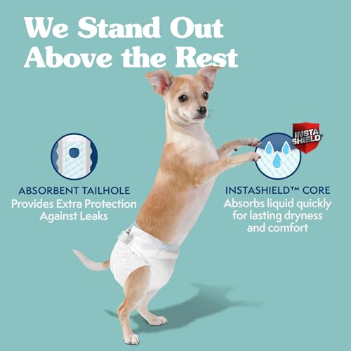 Simple Solution Disposable Dog Diapers, Female Dog Diapers, Puppy Potty Training, Incontinence and Heat Cycle Protection, Extra Small Diapers for Dogs, 9-14 Inch Waist, 30 Count - Image 2