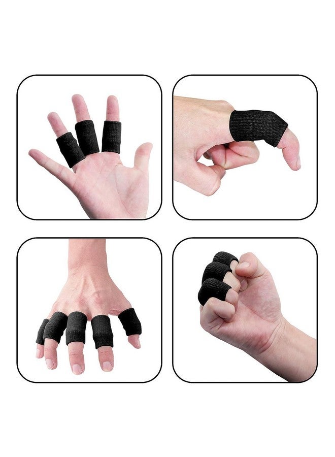 DROPOSALE Hand Finger Sleeves Arthritis Trigger Brace Protectors Splint Support Compression Relief Adjustable Breathable Thumb Covers Cap Safe for Skin Nail Pain Multi Use Black Color (Black, 10) - Image 4