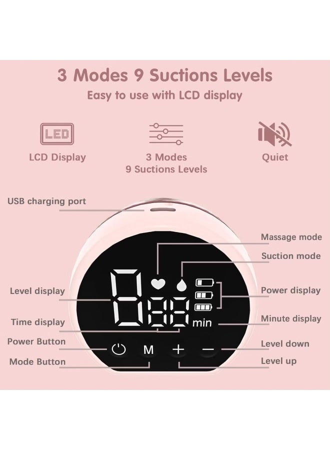 أبيكسلل مضخة حليب قابلة للارتداء، بدون أسلاك وباستخدام حر لليدين، 3 أوضاع و9 مستويات شفط، شاشة LCD مع خاصية الذاكرة، آمنة وخالية من BPA، سهلة التنظيف - Image 4