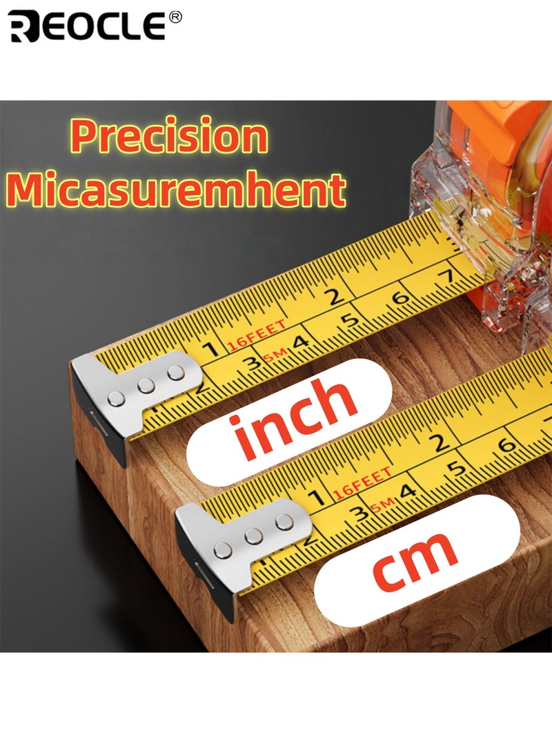 ريوكل شريط قياس فولاذي مزود بخاصية القفل الذاتي وشاشة سهلة القراءة، أداة قياس قابلة للسحب مع غلاف ABS للاستخدام المنزلي. - Image 2