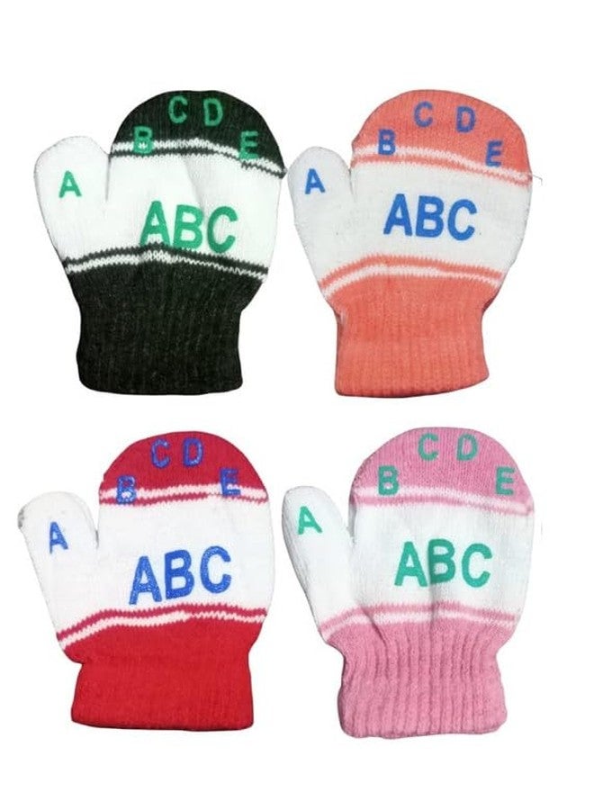 MIKONIKO Kids Boys & Girl's Toddler Mutthi ABC Letters full Finger Winter Gloves/Mittens_Pack Of 4 (Multicolour,6-12 months) - Image 1