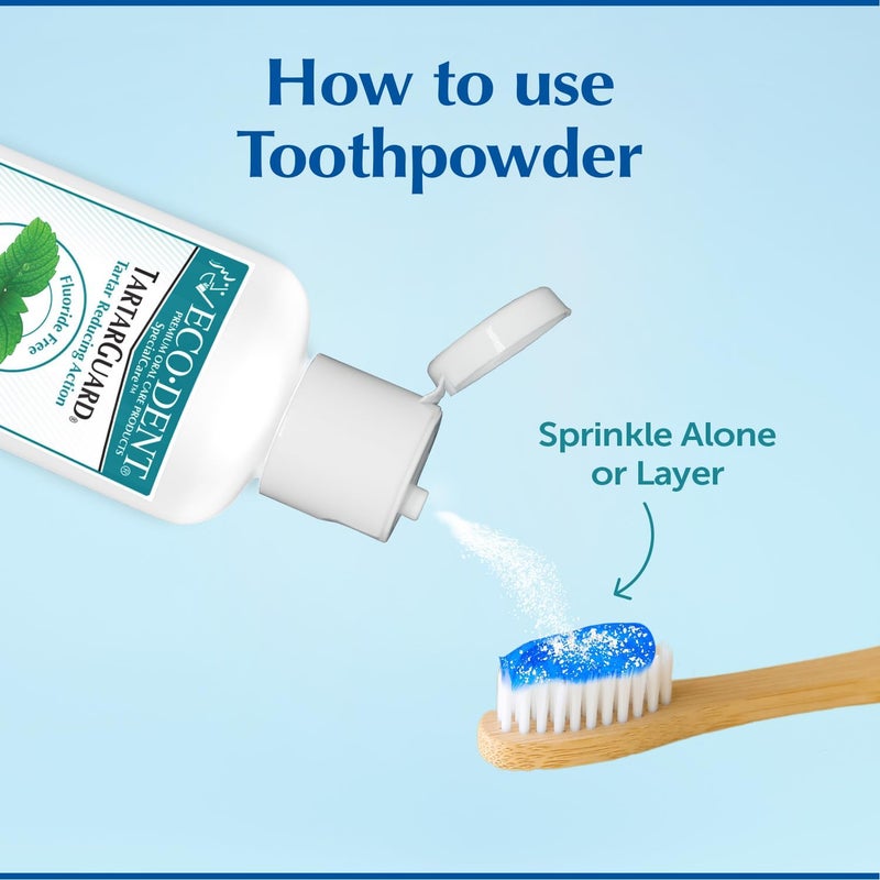 ECO-DENT Tartar Guard Toothpowder with Baking Soda - Fresh Mint Flavor, 2 oz (2 Pack) - Image 3