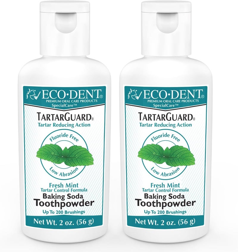 ECO-DENT Tartar Guard Toothpowder with Baking Soda - Fresh Mint Flavor, 2 oz (2 Pack) - Image 1