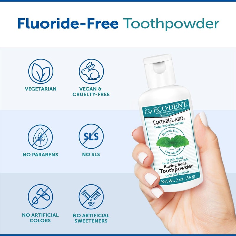 ECO-DENT Tartar Guard Toothpowder with Baking Soda - Fresh Mint Flavor, 2 oz (2 Pack) - Image 5