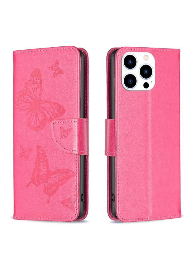 اس-توب جراب هاتف جلدي منقوش عليه فراشتان لهاتف iPhone 16 Pro Max - Image 1