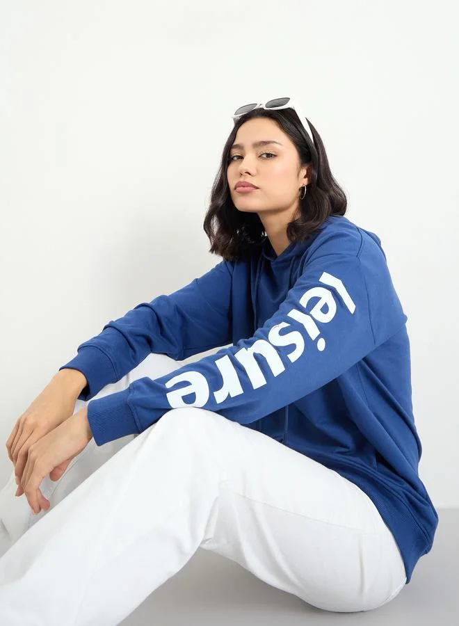 Styli Styli Slogan Print Longline Hoodie