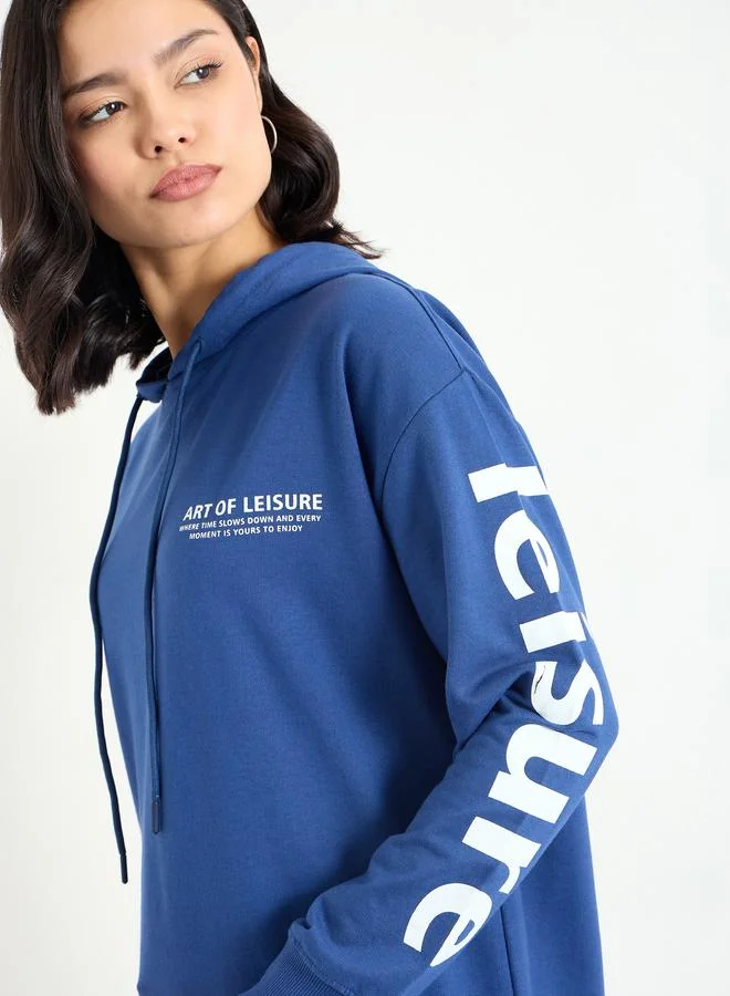 Styli Styli Slogan Print Longline Hoodie