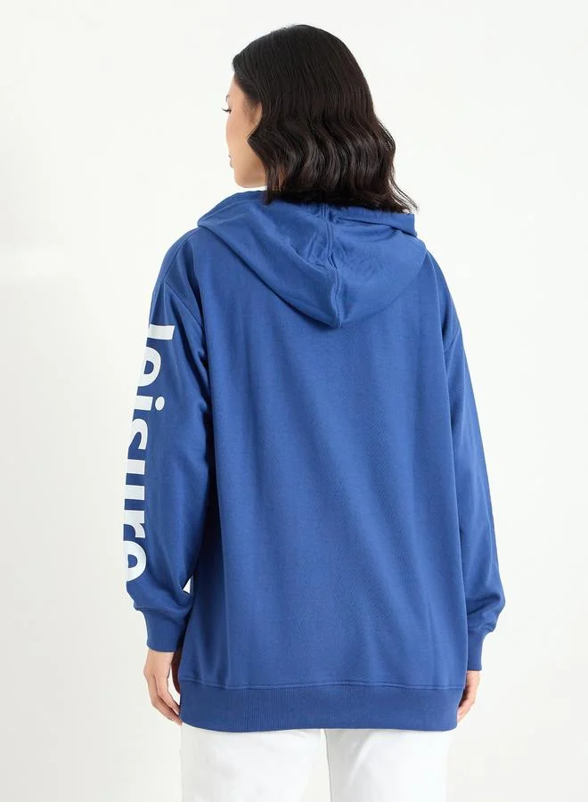 Styli Styli Slogan Print Longline Hoodie
