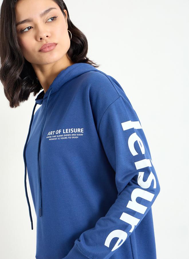 Styli Slogan Print Longline Hoodie - Image 4