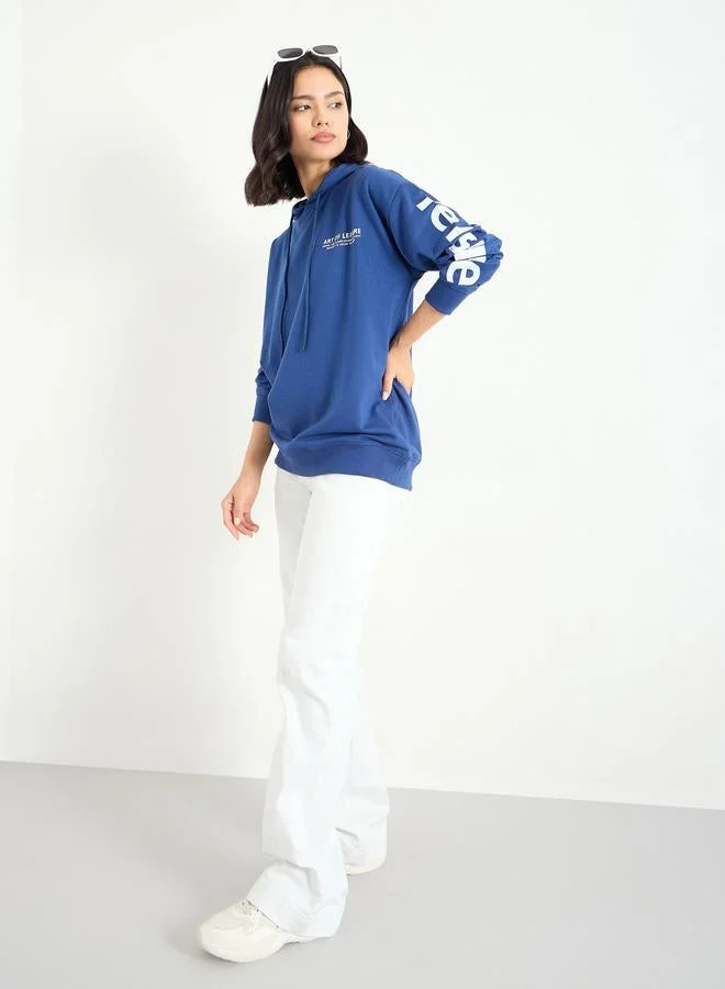 Styli Styli Slogan Print Longline Hoodie