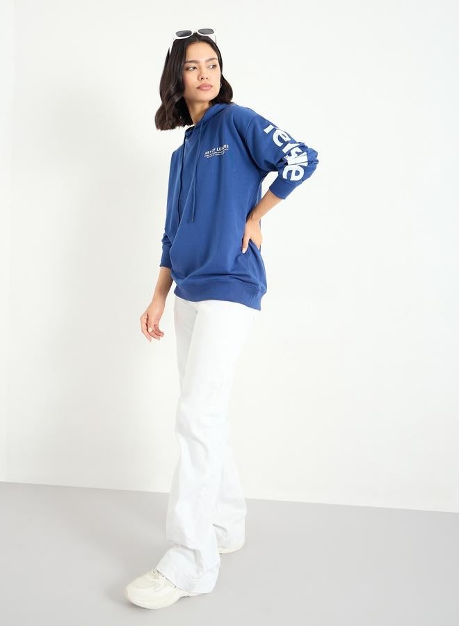 Styli Slogan Print Longline Hoodie - Image 2