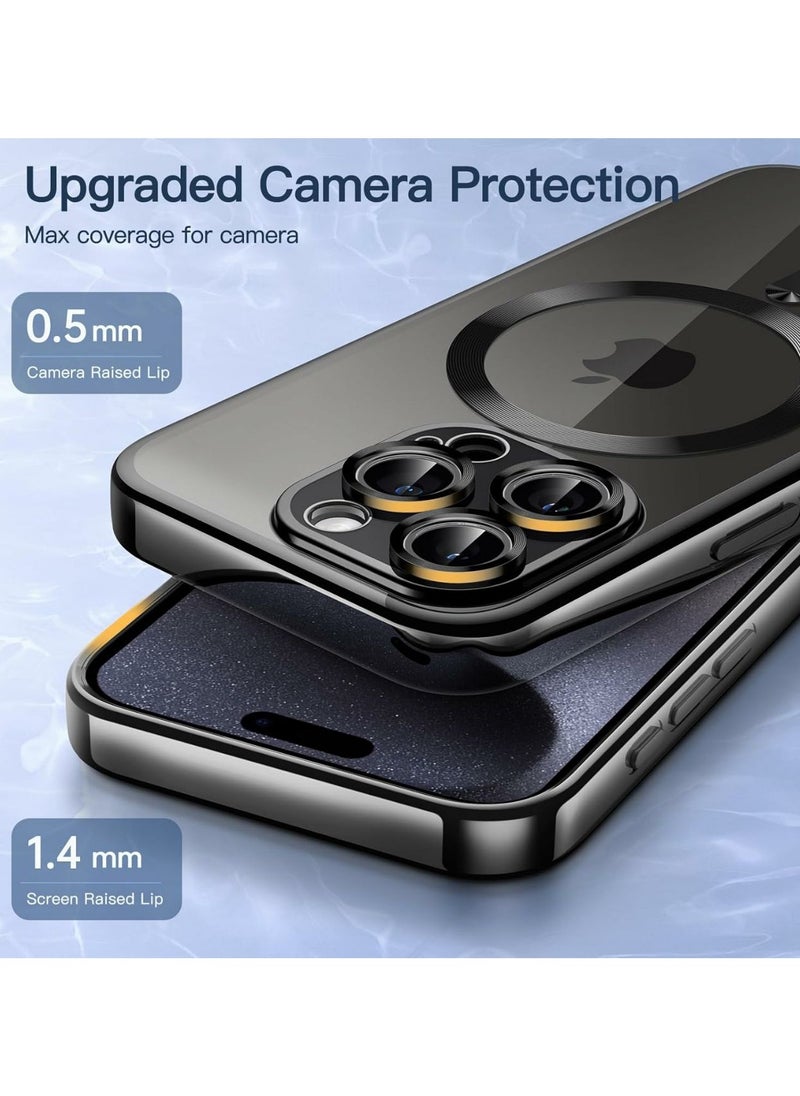 Denx - Magnetic Clear Case for iPhone 14 Pro Max 6.7-Inch, Tough Acrylic Back Cover, Compatible with MagSafe Wireless Charging, Shockproof Phone Cover (Black) - Image 1
