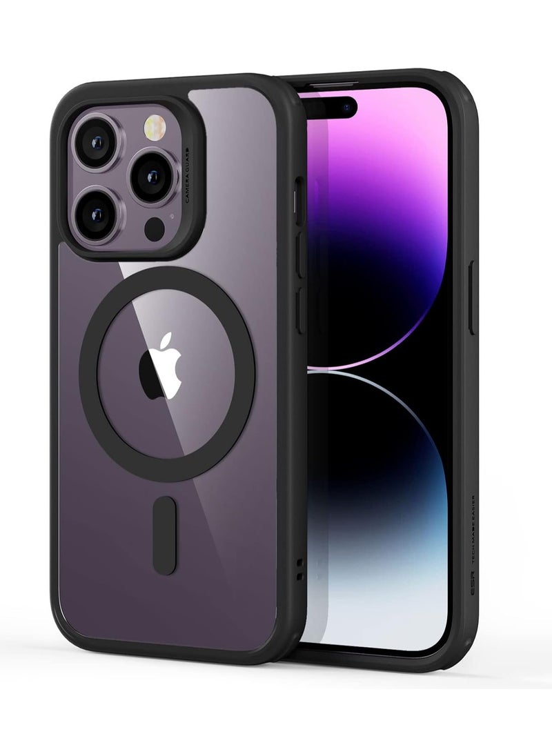 Denx - Magnetic Clear Case for iPhone 14 Pro Max 6.7-Inch, Tough Acrylic Back Cover, Compatible with MagSafe Wireless Charging, Shockproof Phone Cover (Black) - Image 1