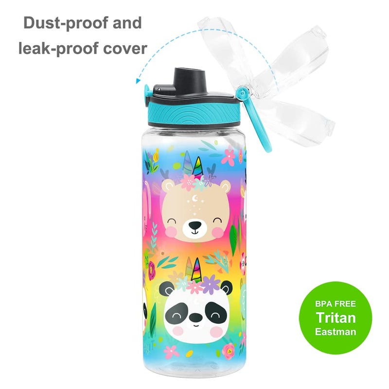 Home Tune Cute Water Bottle for School Kids Girls  BPA FREE Tritan & Leak Proof & Easy Clean & Carry Handle  23oz/ 680ml (Deer) - Image 3