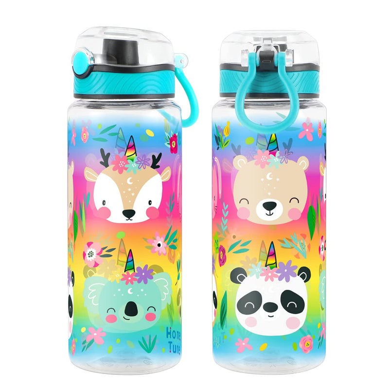 Home Tune Cute Water Bottle for School Kids Girls  BPA FREE Tritan & Leak Proof & Easy Clean & Carry Handle  23oz/ 680ml (Deer) - Image 1