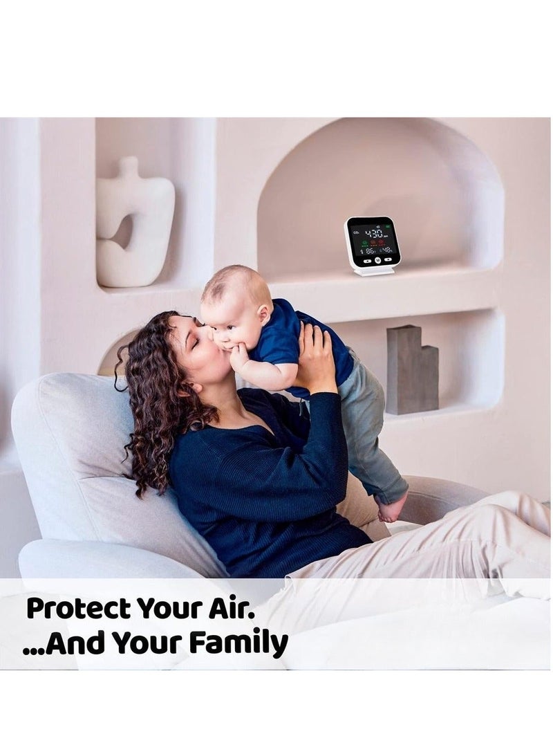 CO2 Carbon Dioxide Detector, Indoor Air Quality Monitor, Tester for Carbon Dioxide, Temperature & Humidity, Portable CO2 Meter Indoor for Travel, Premium CO2 Monitor Indoor, CO2 Sensor - Image 3