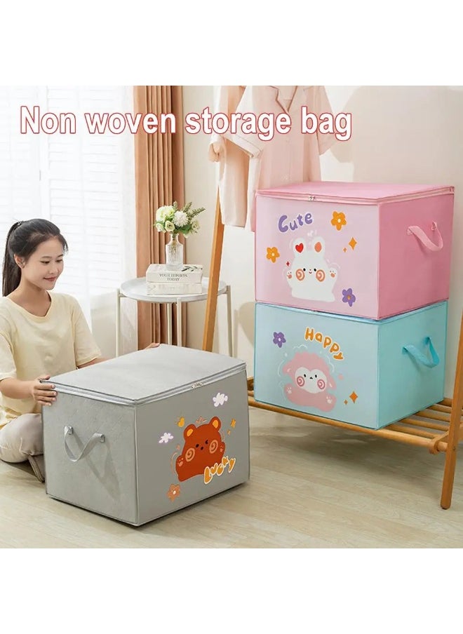 SIDDIQ Large Capacity Foldable Clothes Storage Bag - Cute Printed, Dustproof Quilt & Wardrobe Organizer 