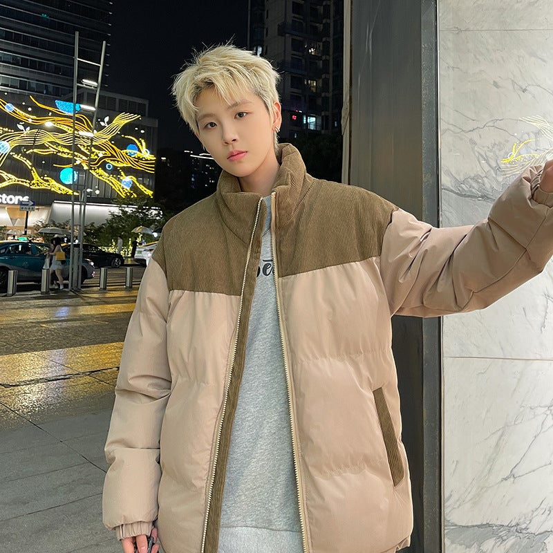 American Couple Sports Cotton-Padded Coat Men'S Winter New Fashion Brand Thickened Bread Suit Set Collar Cotton-Padded Casual Coat - Image 5