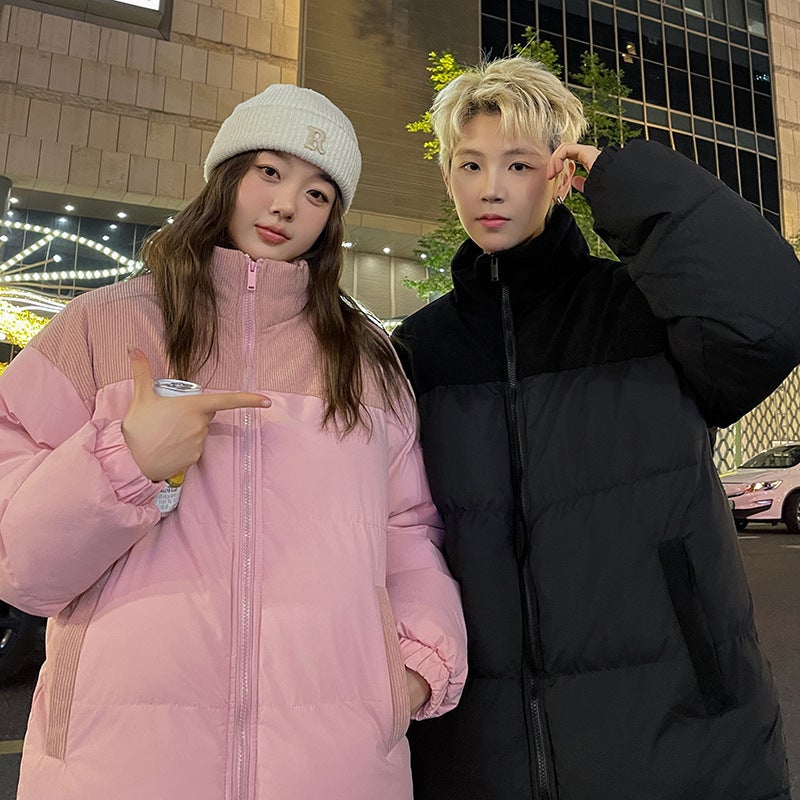 American Couple Sports Cotton-Padded Coat Men'S Winter New Fashion Brand Thickened Bread Suit Set Collar Cotton-Padded Casual Coat - Image 4