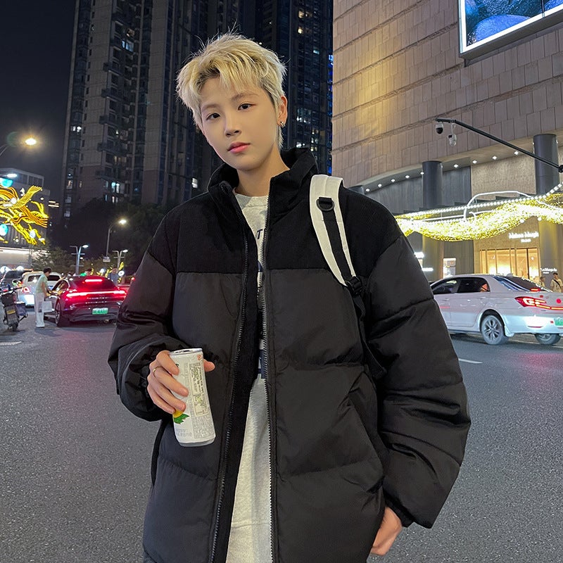 American Couple Sports Cotton-Padded Coat Men'S Winter New Fashion Brand Thickened Bread Suit Set Collar Cotton-Padded Casual Coat - Image 1