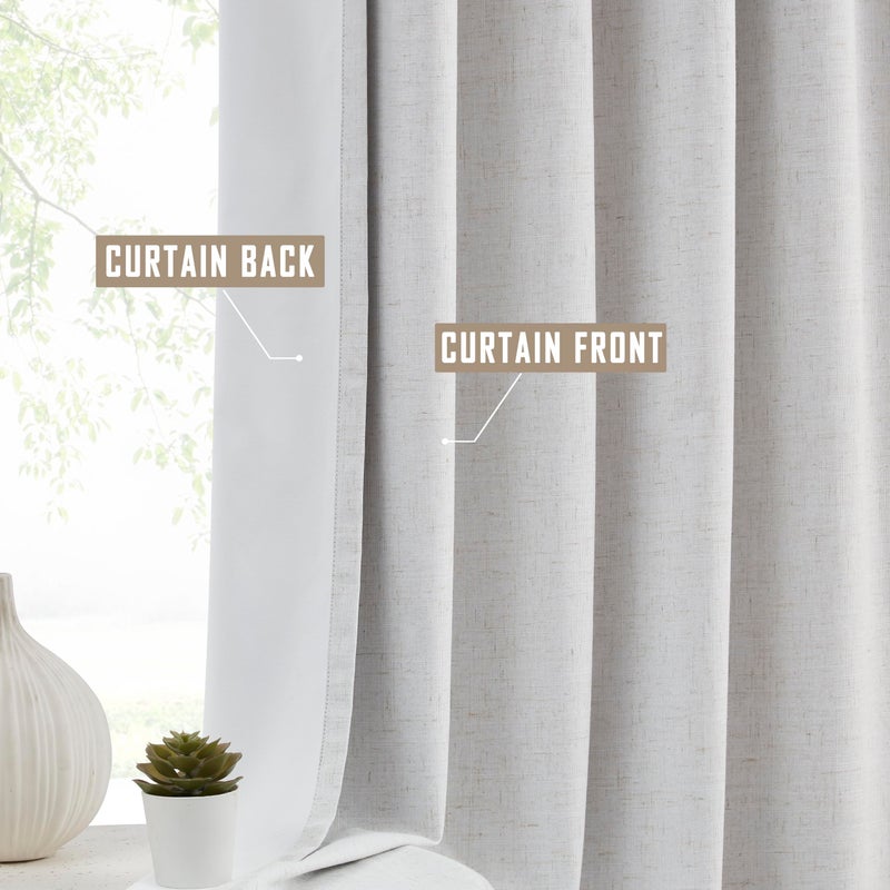 Kayne Studio Blackout Pinch Pleated Curtains 95 Inches Long Linen Blended Pinch Pleat Drapes for Living Room Thermal Insulated Window Curtains Back Tab with 9 Hooks (Natural Beige 40"" x 95"" 1panel) - Image 4