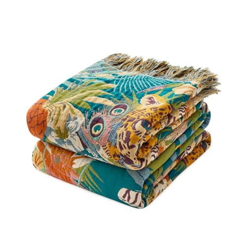 LUTBM Throw Blanket for Bed Couch Sofa Soft Cotton Twin Blankets for Bedroom Living Room All Season Reversible Quilt Leopard Throws Whimsical Home Decor 60"x80" - Image 1
