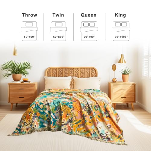 LUTBM Throw Blanket for Bed Couch Sofa Soft Cotton Twin Blankets for Bedroom Living Room All Season Reversible Quilt Leopard Throws Whimsical Home Decor 60"x80" - Image 3