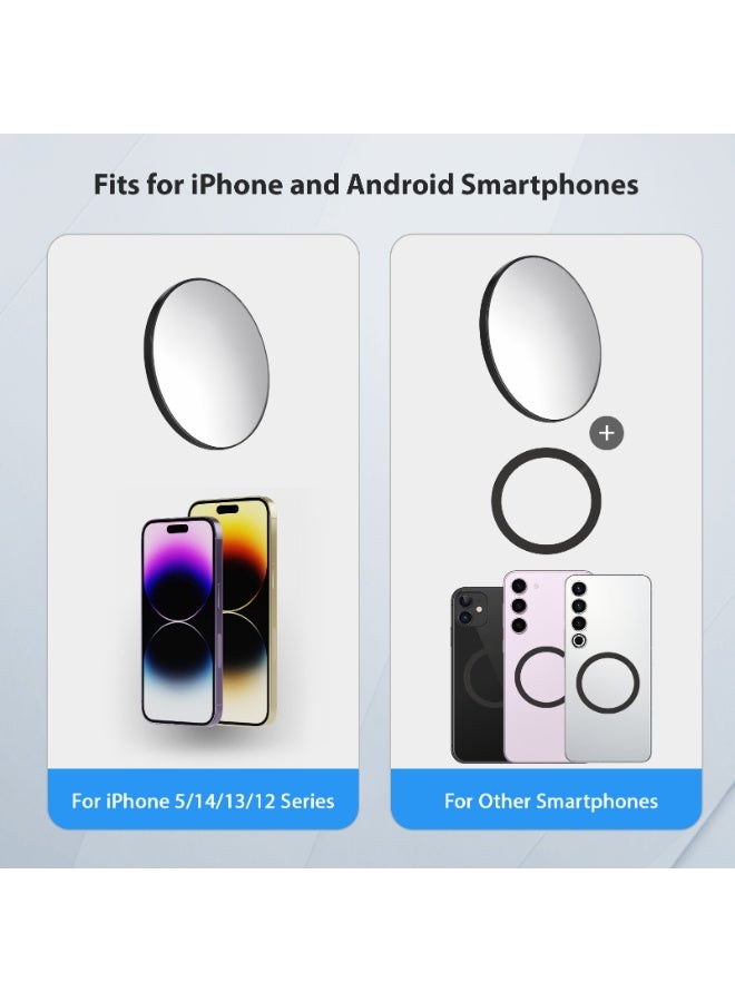 Kiboule Universal Magnetic Selfie Mirror for Phone Back Camera Universal Phone Selfie Mirror Replacement for iPhone 15/14/13/12 Android Smartphone Video Selfie Vlog Accessories (Black)  - Image 3