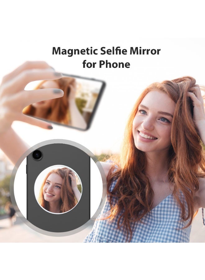 Kiboule Universal Magnetic Selfie Mirror for Phone Back Camera Universal Phone Selfie Mirror Replacement for iPhone 15/14/13/12 Android Smartphone Video Selfie Vlog Accessories (Black)  - Image 4