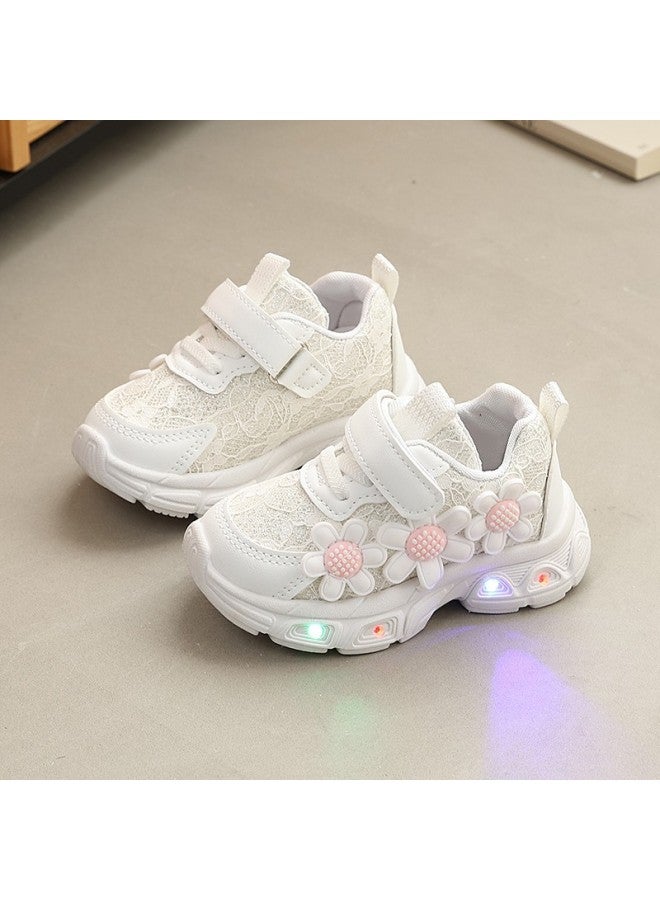 Girls' Flower Light-up Sneakers  Spring New Arrival Children's Soft Anti-slip Breathable Running Shoes Baby Shoes