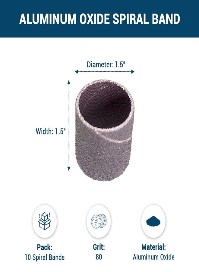 كاشطة القياس أشرطة لولبية من أكسيد الألومنيوم الكاشطة من Benchmark Abrasives مقاس 1.5 بوصة × 1.5 بوصة للأدوات الدوارة، وأكمام الأسطوانة للصنفرة وإزالة النتوءات والمزج والتلميع على المعادن والبلاستيك والخشب والمطاط (عبوة من 10 قطع) - حبيبات 80 - Image 5