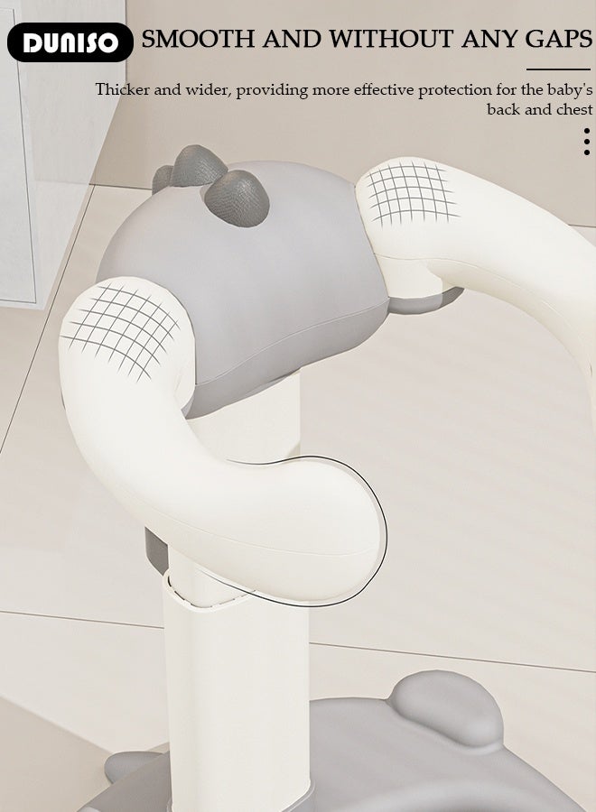 DUNISO حامل استحمام للأطفال مع مقعد دعم، حامل استحمام قابل للتعديل للأطفال، دعم وقوف أثناء الاستحمام ومضاد للانزلاق، مضاد للتقلب، سهل التنظيف - Image 4