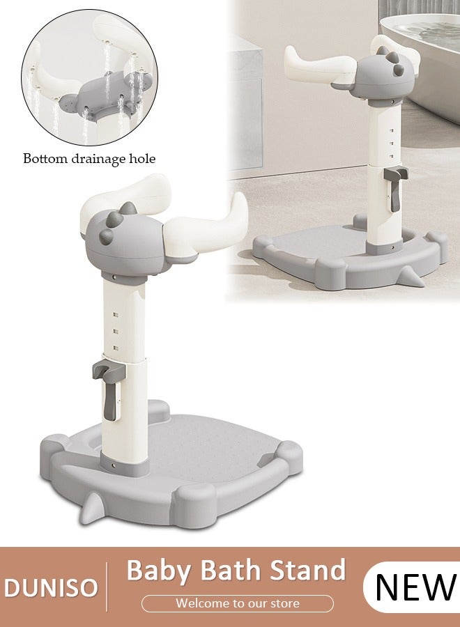 DUNISO حامل استحمام للأطفال مع مقعد دعم، حامل استحمام قابل للتعديل للأطفال، دعم وقوف أثناء الاستحمام ومضاد للانزلاق، مضاد للتقلب، سهل التنظيف - Image 1