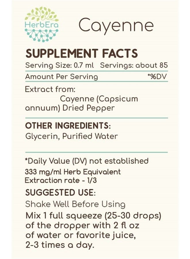 HerbEra Cayenne B60 Alcohol-Free Herbal Extract Tincture, Concentrated Liquid Drops Natural Cayenne (Capsicum annuum) 2 fl oz - Image 2