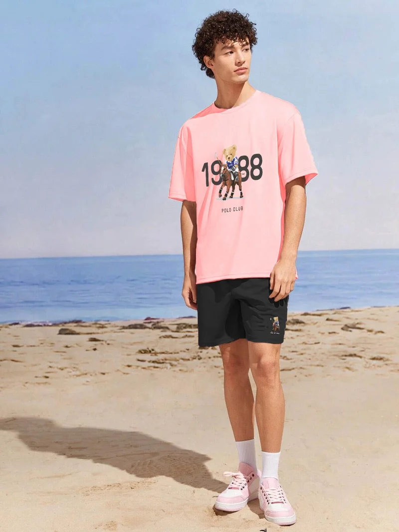 دوغ فش Lover Couple Combination T-Shirt-Shorts Die Printed Oversize Red