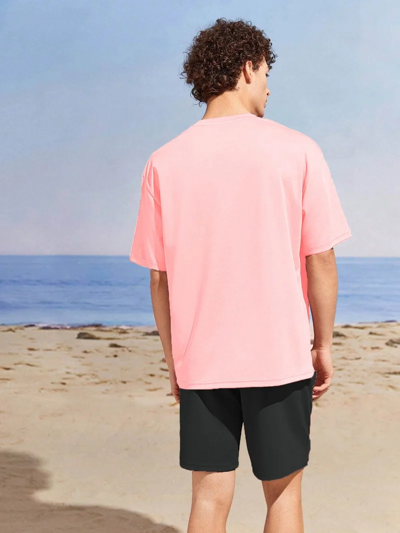 دوغ فش Lover Couple Combination T-Shirt-Shorts Die Printed Oversize Red